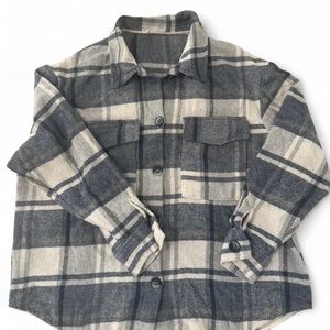 MNG Grey and white plaid button-up shirt size xs #plaidshirt